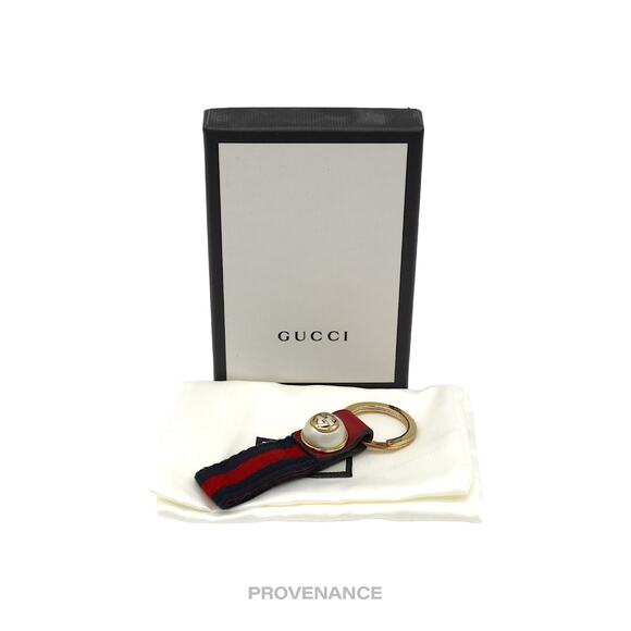 🔴 Gucci Logo GG Keychain -Signature Web Red/Navy